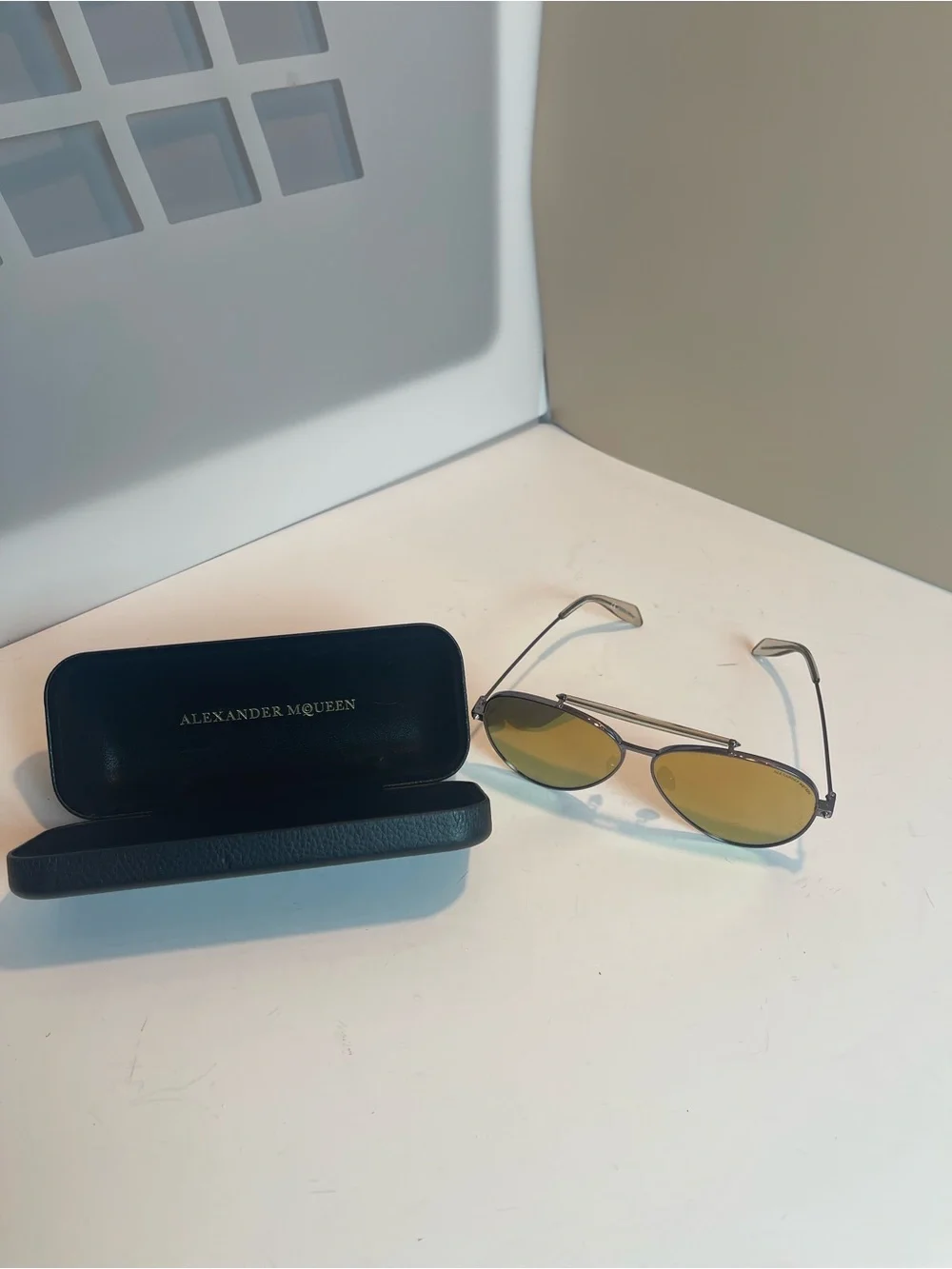 Alexander McQueen AM0058S sunglasses Metal Aviator/Pilot Ruthenium/Gold